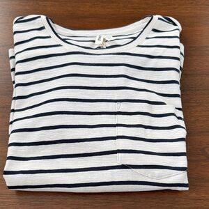 NWT Pact Santa Ana Stripe Midnight Blue Pocket Tee